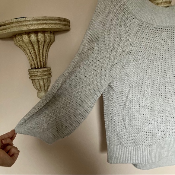 [express] Gray off-shoulder sweater w/ detail | S - Picture 3 of 4